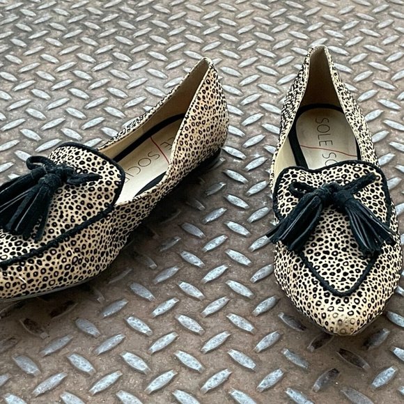 Sole Society Flat Loafer Shoes HADLEE Tassel Leather/Textile Size 38.5 - Picture 5 of 9